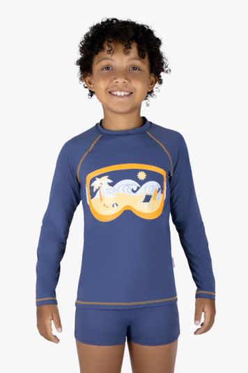 Camiseta infantil proteo solar mscara mergulho azul 