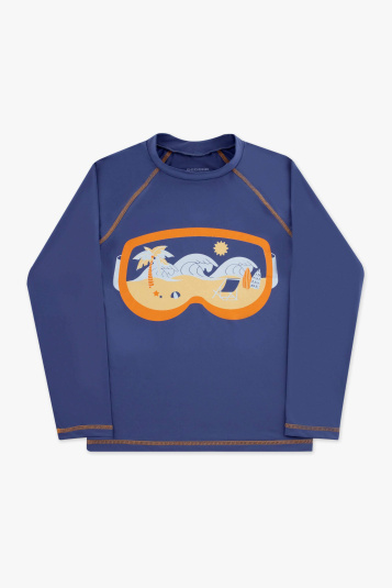 Camiseta infantil proteo solar mscara mergulho azul 