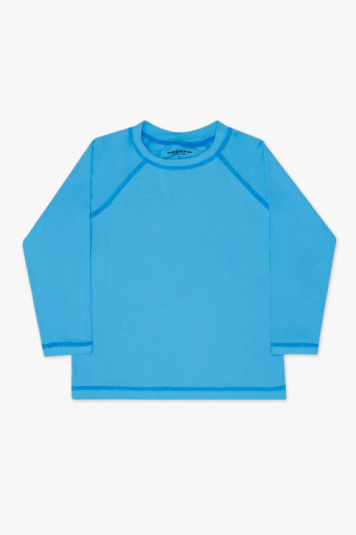 Camiseta com proteo solar azul celeste beb e infantil